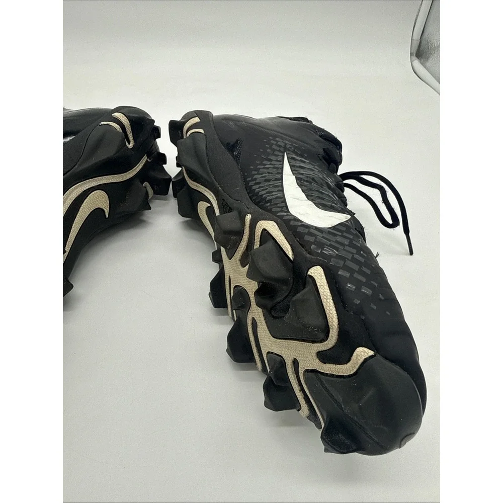 Nike Alpha FastFlex Football Cleats Youth Size 11 Black White Molded Studs